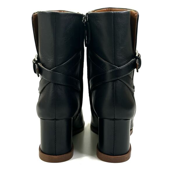 Franco Sarto Emina Black Leather Pointed Toe Wedge Ankle Boot Womens 7M New $190 - Picture 4 of 13